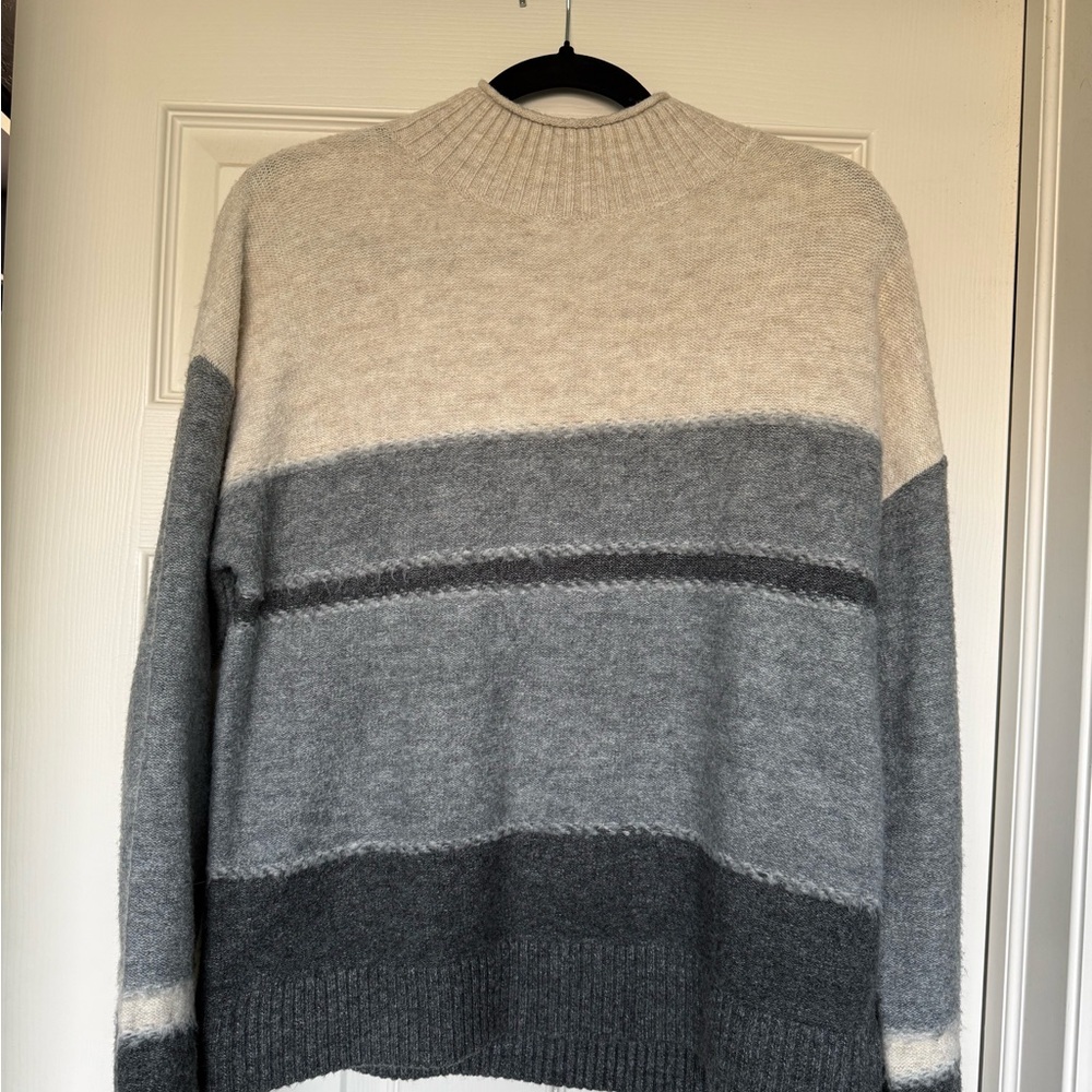 Universal Thread Women's Colorblock Cowl-Neck Sweater in Cream and Gray